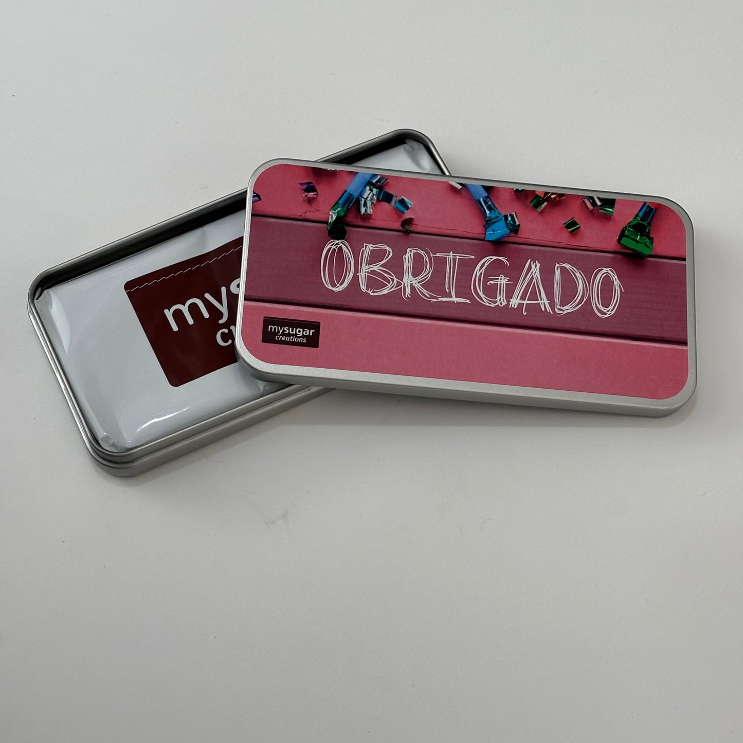 Lata de tablete - Obrigado (Rosa)