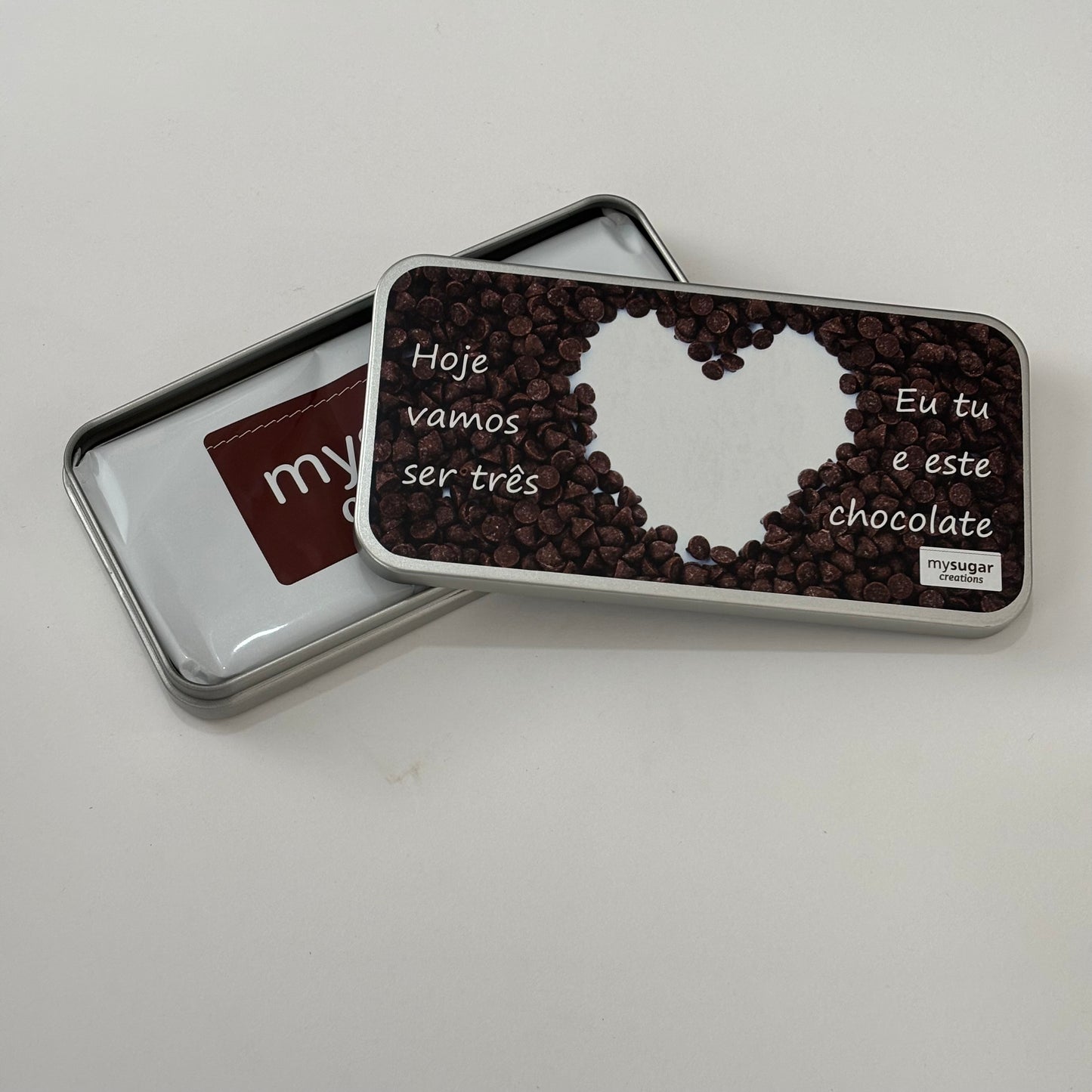 Chocolate Bar Tin - Today It Will Be Three of Us, You, Me and This Chocolate
