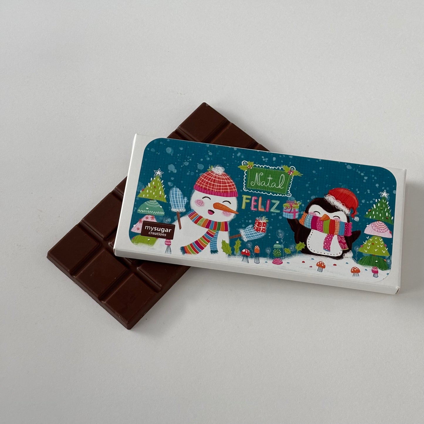 Caixa de tablete - Feliz Natal (pinguim)